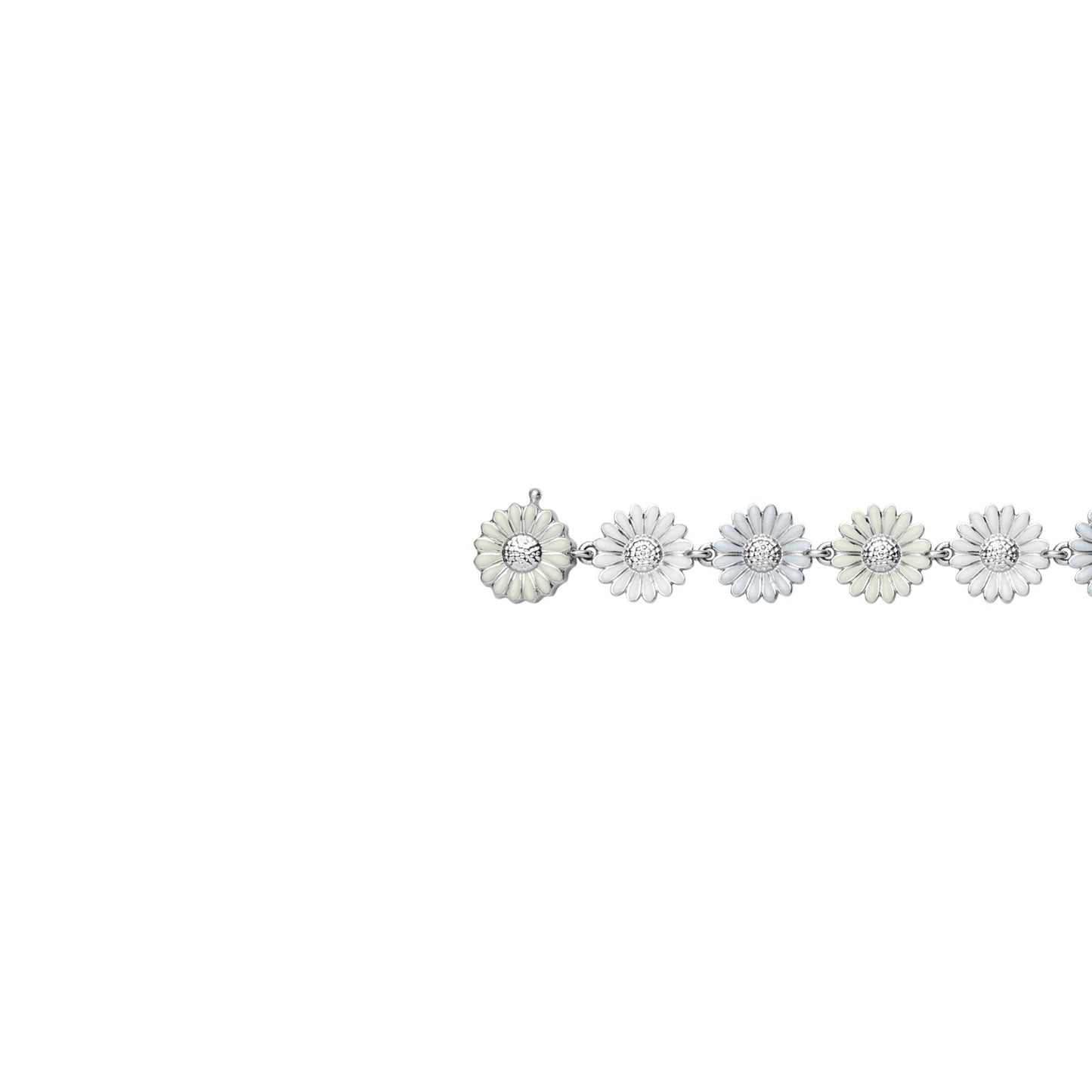 Daisy Silver & White Enamel Bracelet