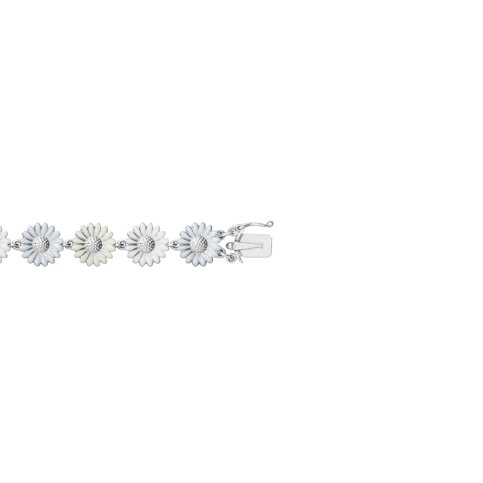 Daisy Silver & White Enamel Bracelet