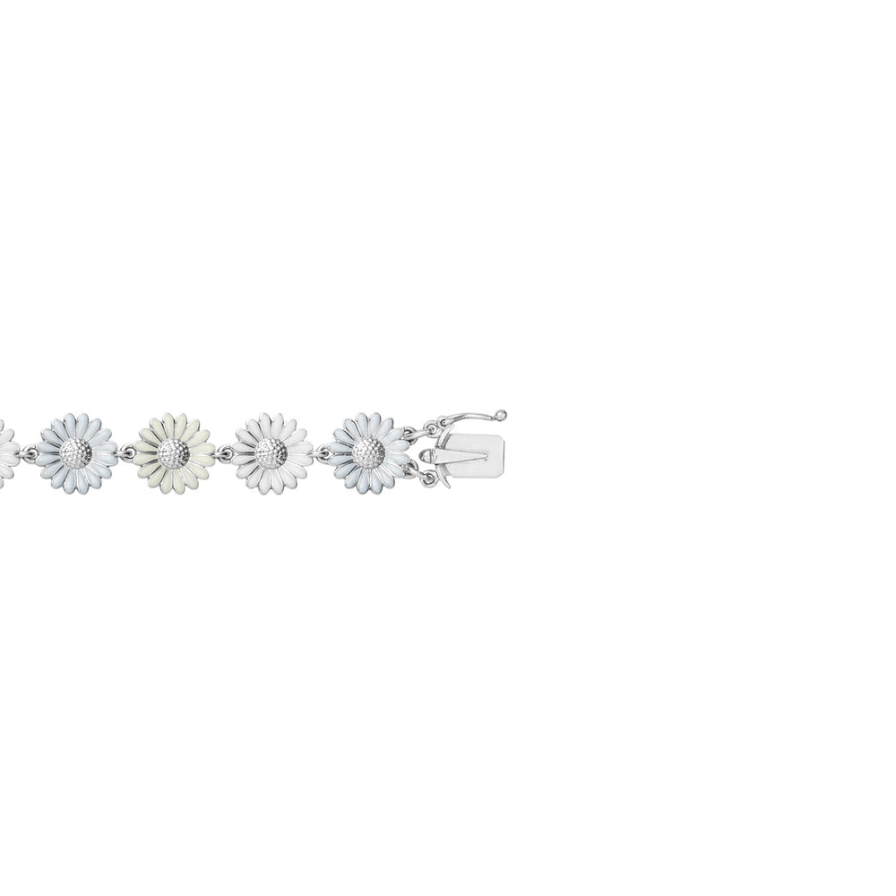 Daisy Silver & White Enamel Bracelet