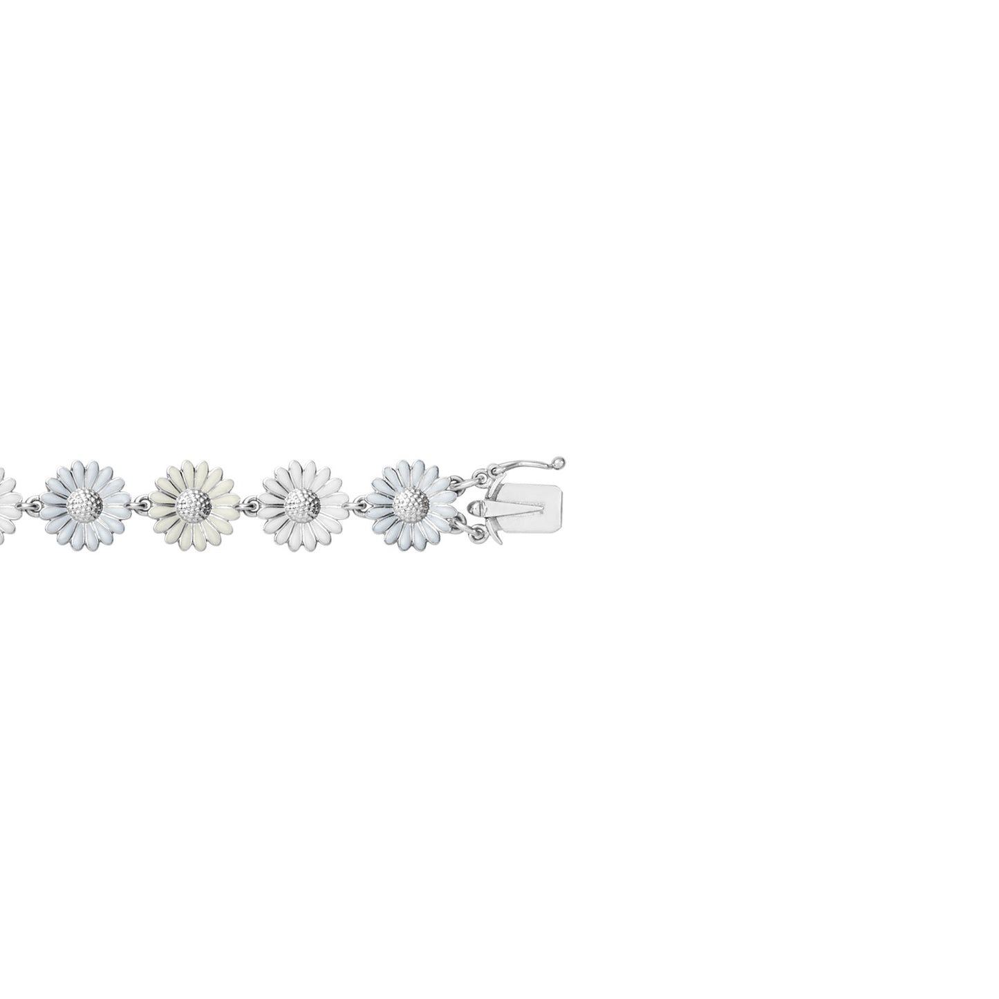 Daisy Silver & White Enamel Bracelet