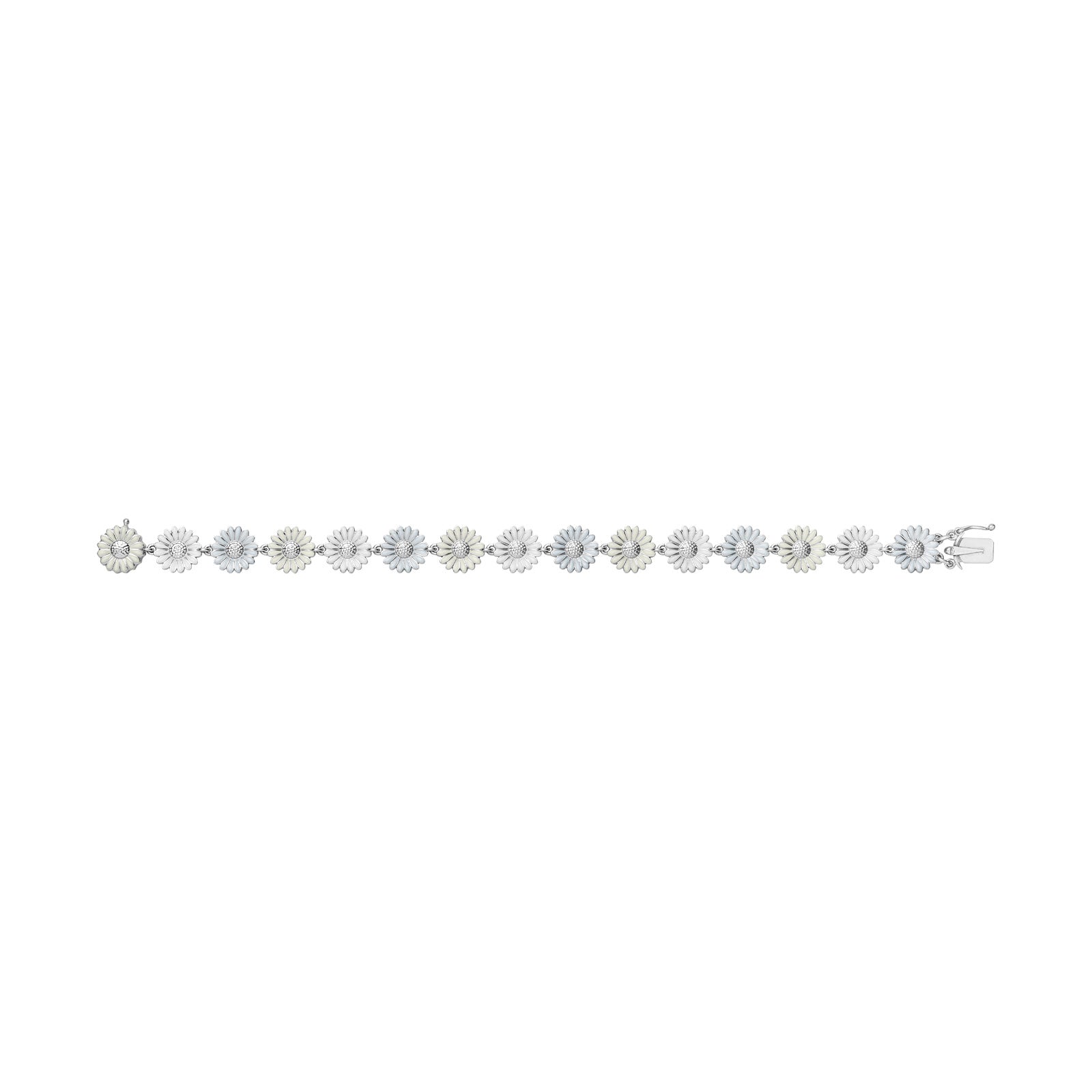 Daisy Silver & White Enamel Bracelet