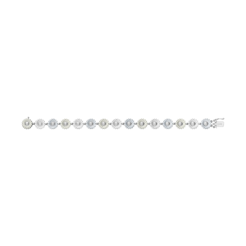 Daisy Silver & White Enamel Bracelet