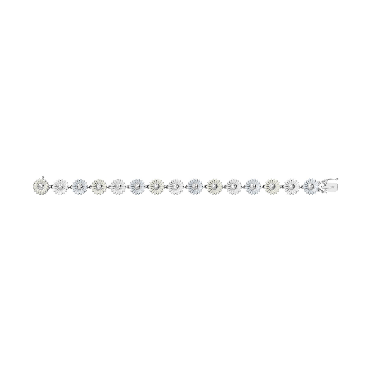 Daisy Silver & White Enamel Bracelet