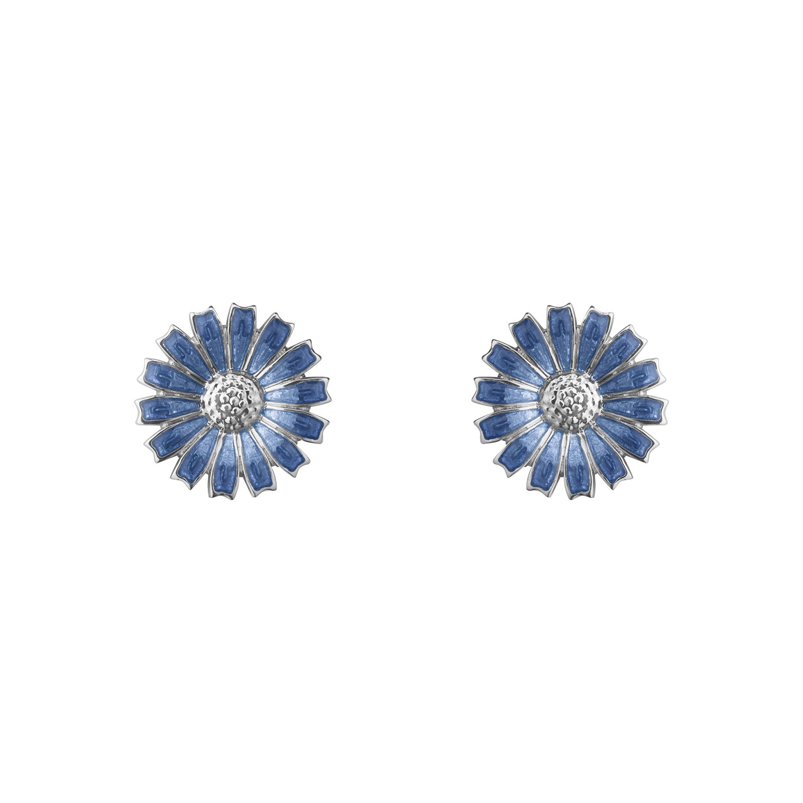 Daisy Silver & Blue Enamel Stud Earrings simple Pursuit