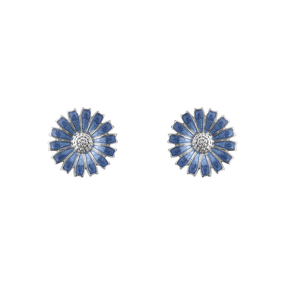 Daisy Silver & Blue Enamel Stud Earrings simple Pursuit