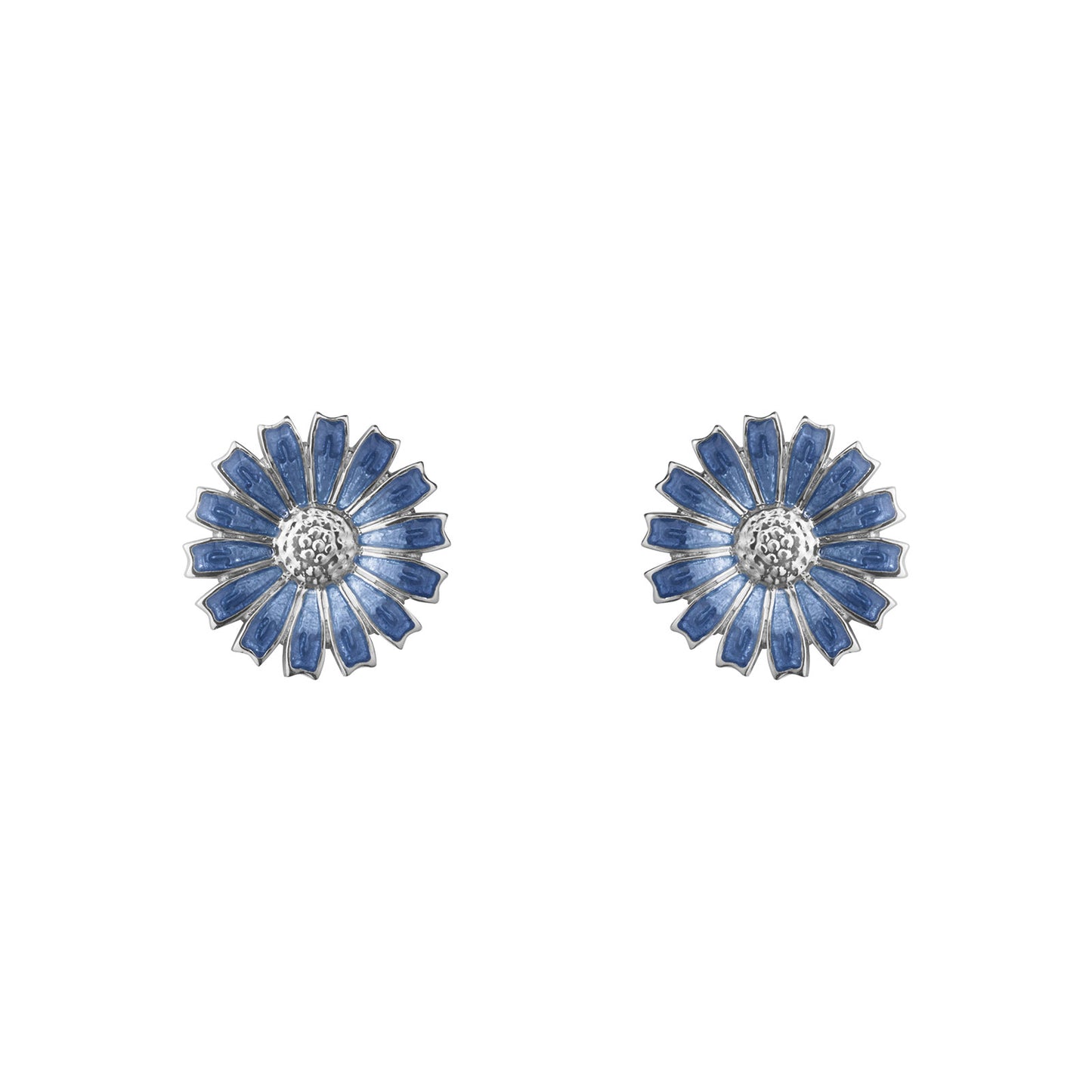 Daisy Silver & Blue Enamel Stud Earrings simple Pursuit