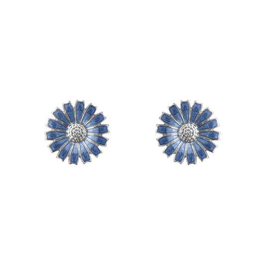 Daisy Silver & Blue Enamel Stud Earrings simple Pursuit