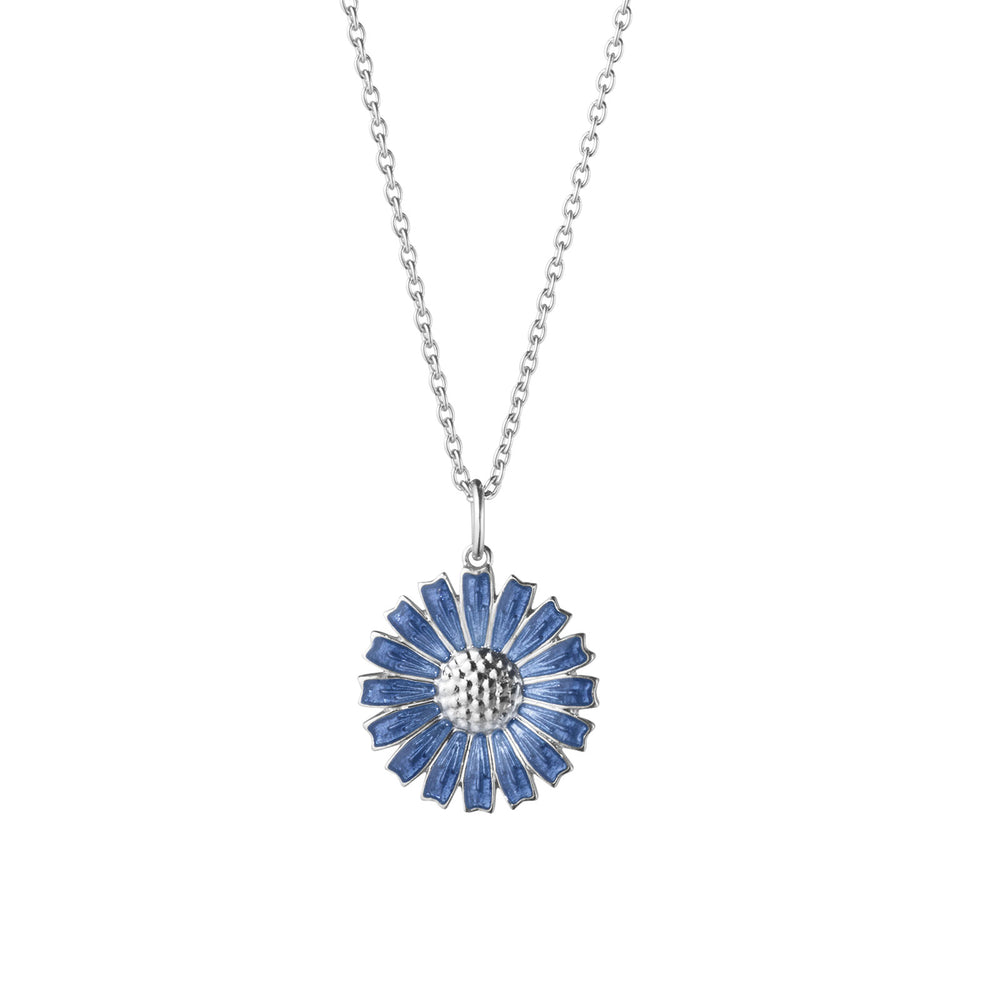 Daisy Silver & Blue Enamel Pendant simple Pursuit