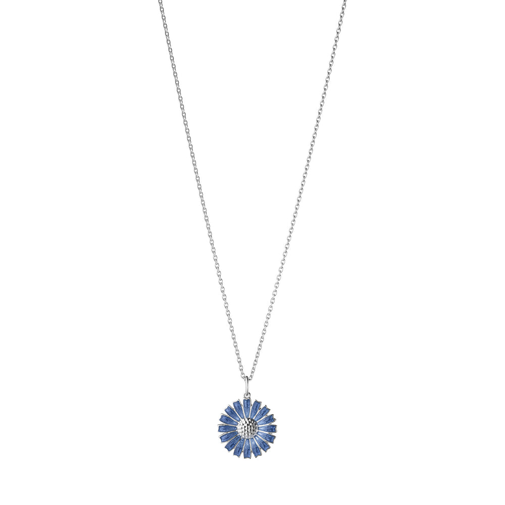 Daisy Silver & Blue Enamel Pendant simple Pursuit