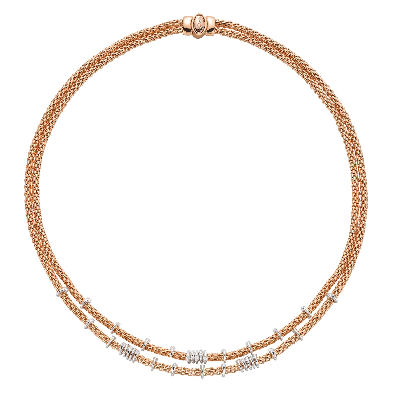 Prima 18ct Rose & White Gold Double Row Diamond Necklace simple Pursuit