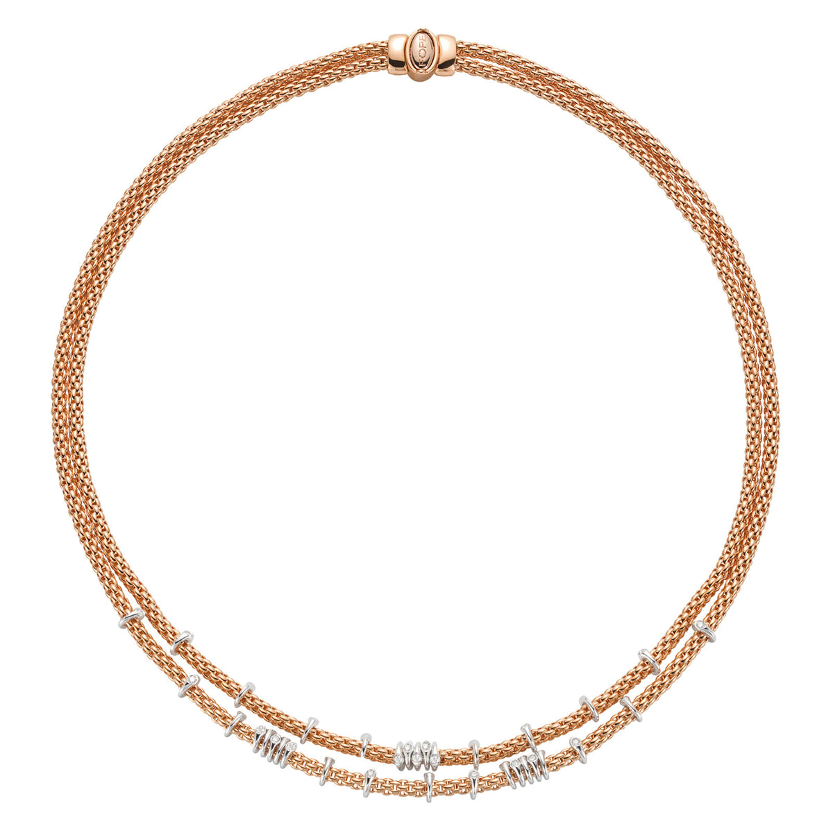 Prima 18ct Rose & White Gold Double Row Diamond Necklace simple Pursuit