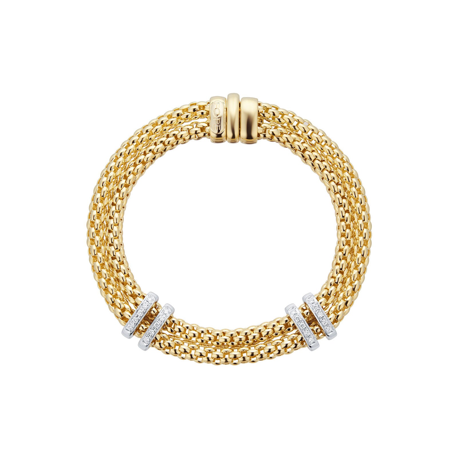 Maori 18ct Yellow & White Gold Two Row Diamond Bracelet