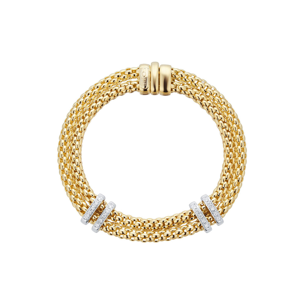 Maori 18ct Yellow & White Gold Two Row Diamond Bracelet