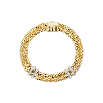 Maori 18ct Yellow & White Gold Two Row Diamond Bracelet simple Pursuit