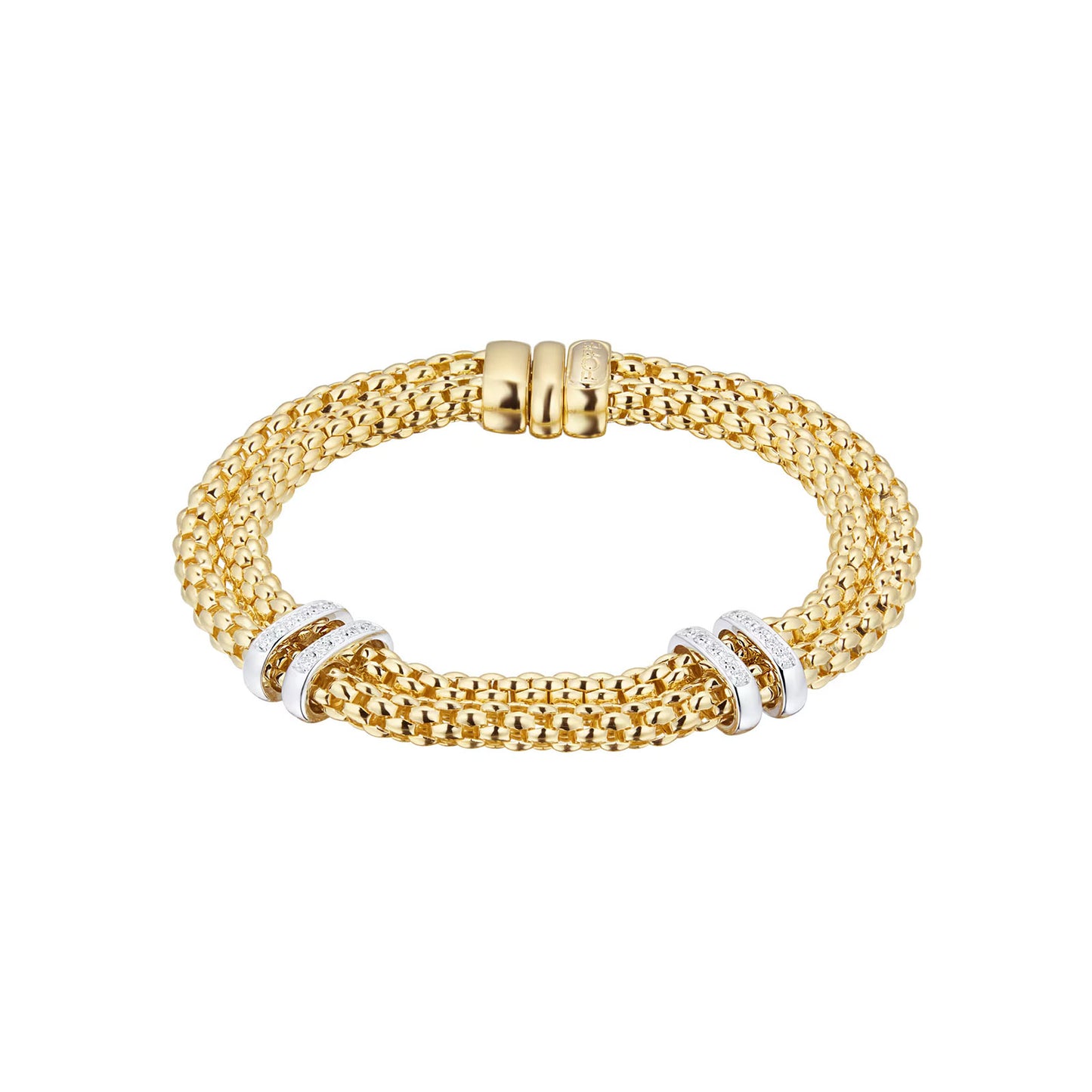 Maori 18ct Yellow & White Gold Two Row Diamond Bracelet