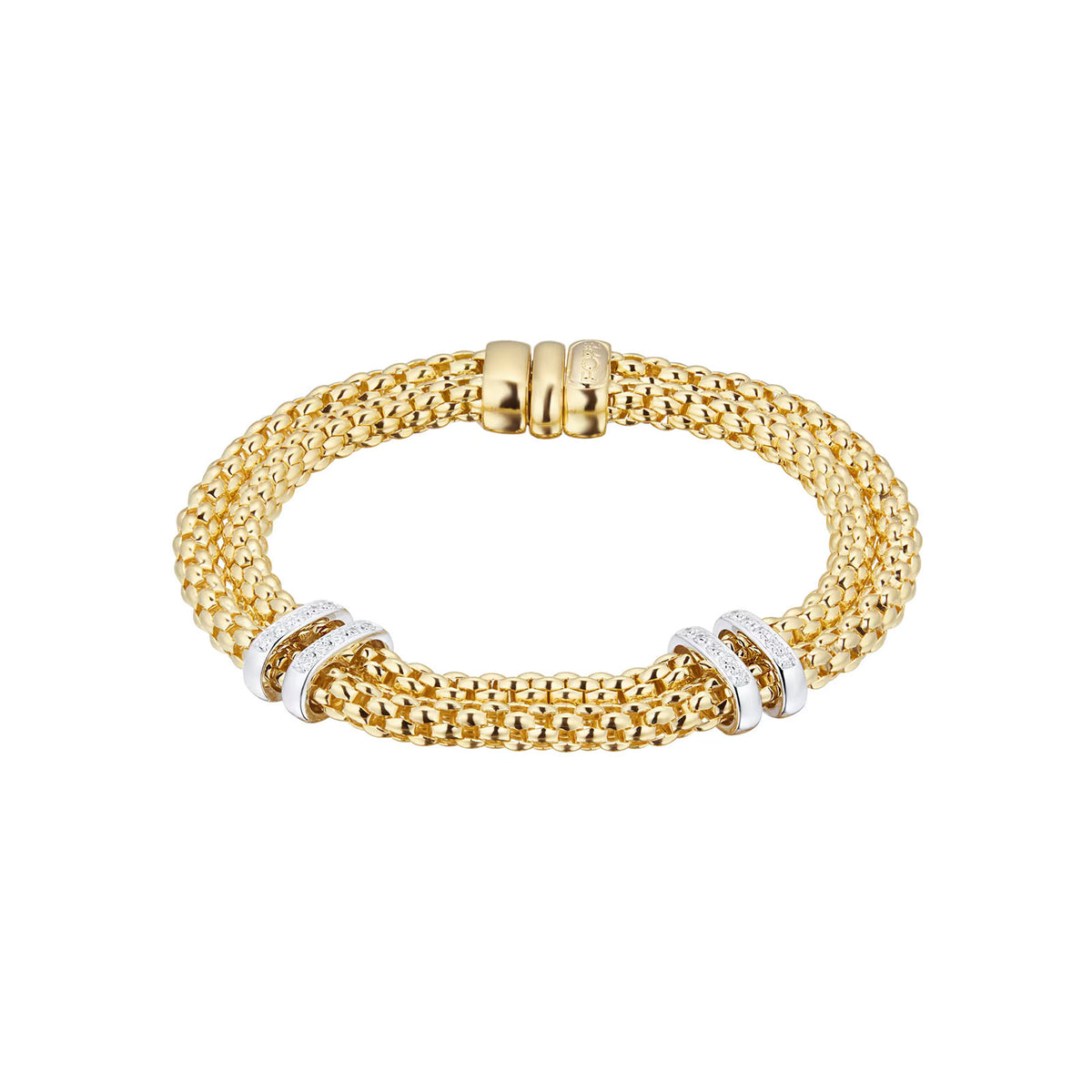 Maori 18ct Yellow & White Gold Two Row Diamond Bracelet simple Pursuit