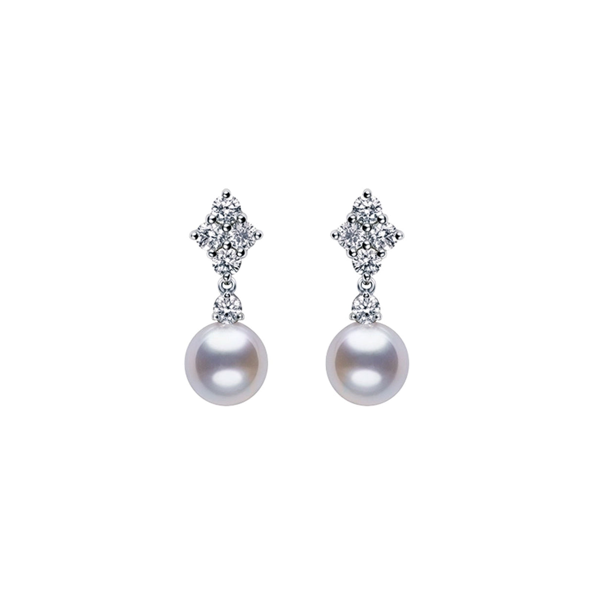 Classic Elegance Akoya Pearl & Diamond Drop Earrings in 18ct White Gold