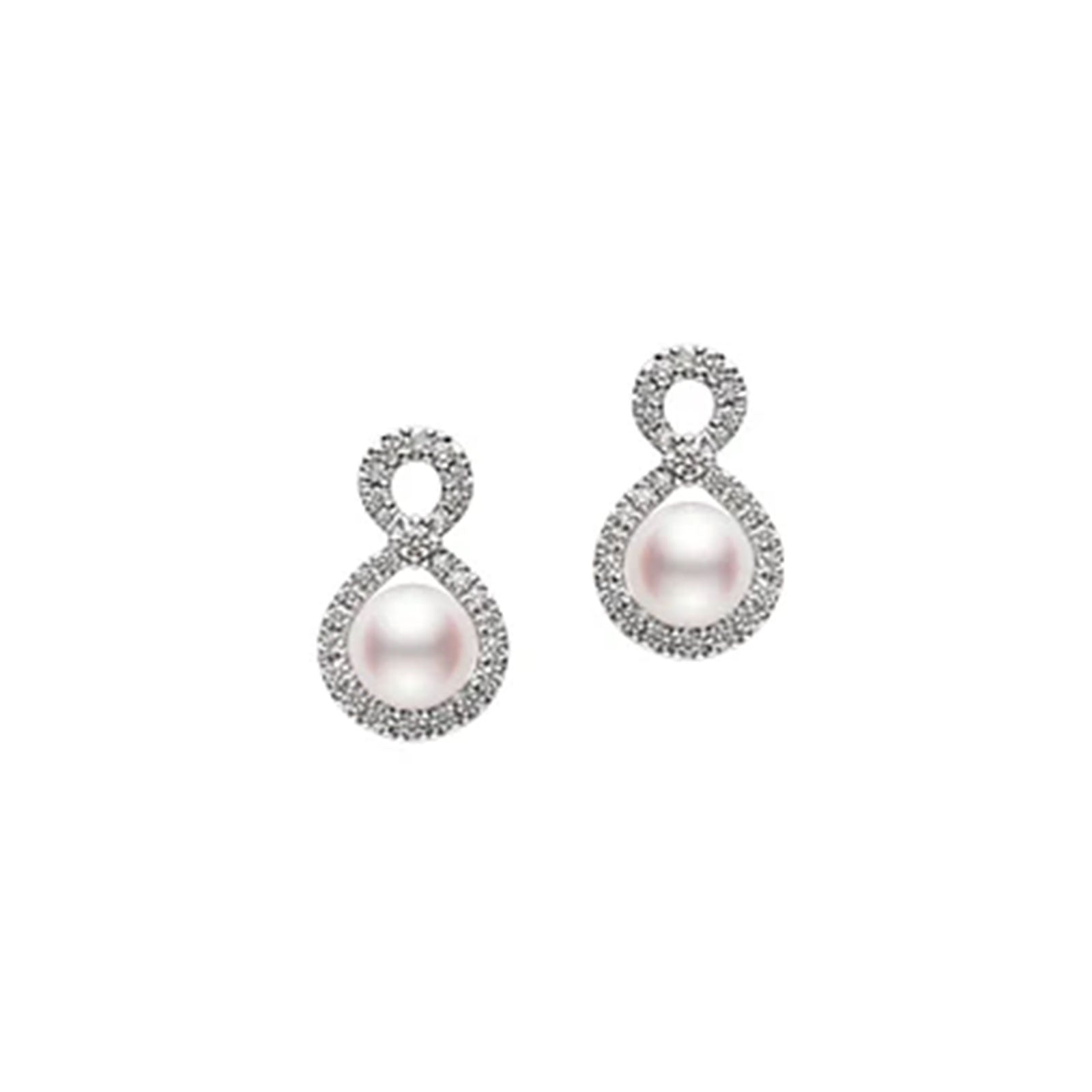 Ruyi Akoya Cultured Pearl & Diamond Infinity Earrings in 18ct White Gold simple Pursuit