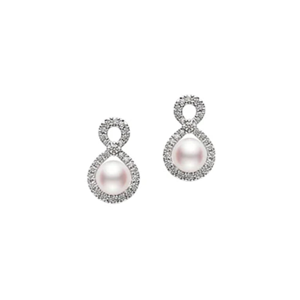 Ruyi Akoya Cultured Pearl & Diamond Infinity Earrings in 18ct White Gold simple Pursuit