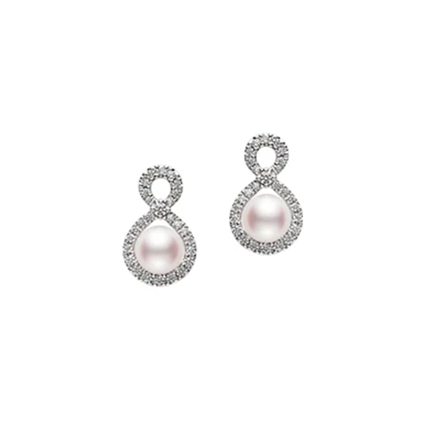 Ruyi Akoya Cultured Pearl & Diamond Infinity Earrings in 18ct White Gold simple Pursuit