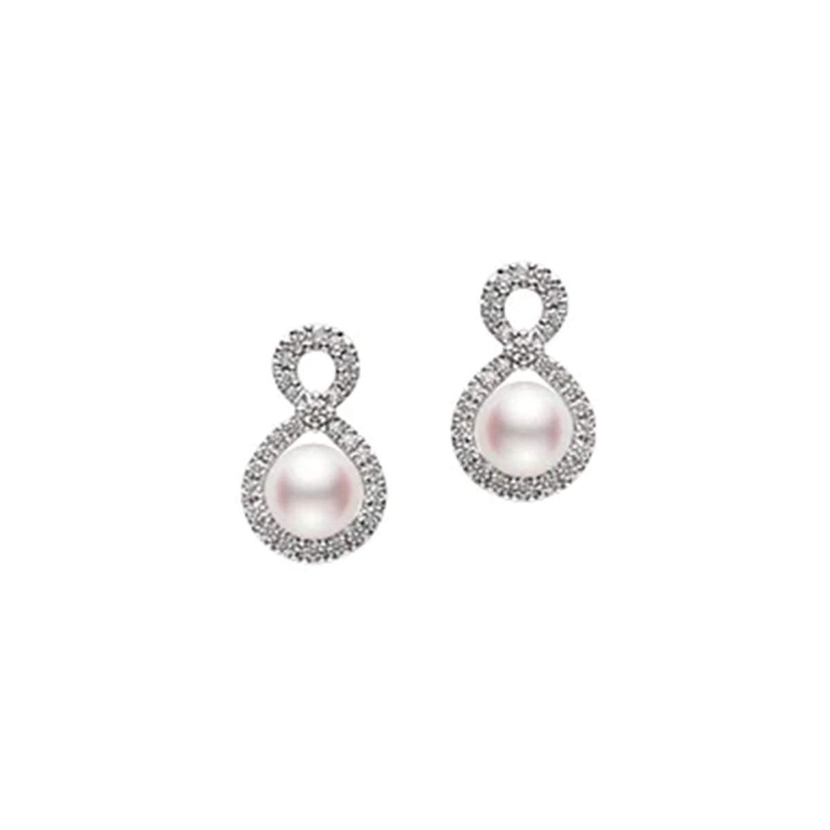 Ruyi Akoya Cultured Pearl & Diamond Infinity Earrings in 18ct White Gold simple Pursuit