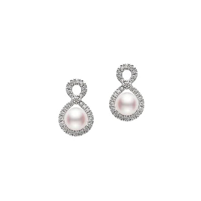 Ruyi Akoya Cultured Pearl & Diamond Infinity Earrings in 18ct White Gold simple Pursuit