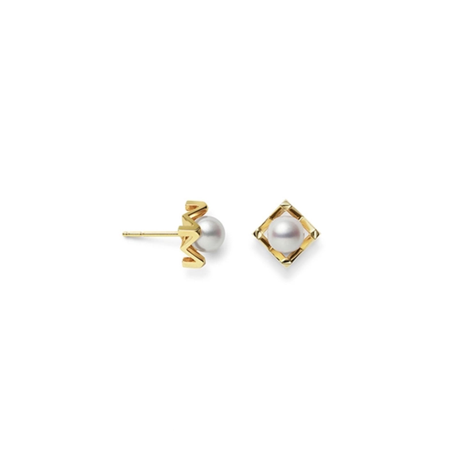 M Collection Akoya Cultured Pearl Stud Earrings in 18ct Yellow Gold simple Pursuit