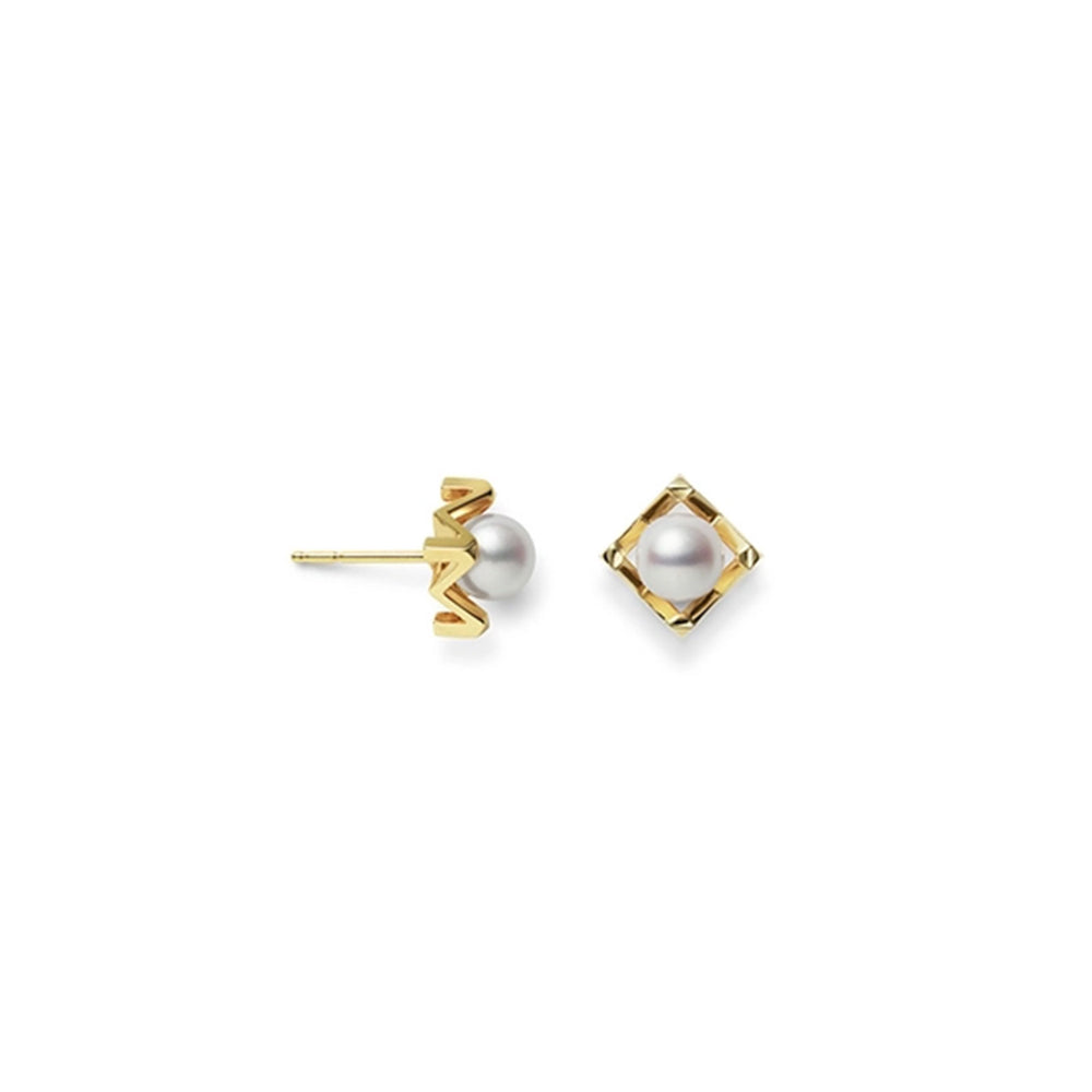 M Collection Akoya Cultured Pearl Stud Earrings in 18ct Yellow Gold simple Pursuit