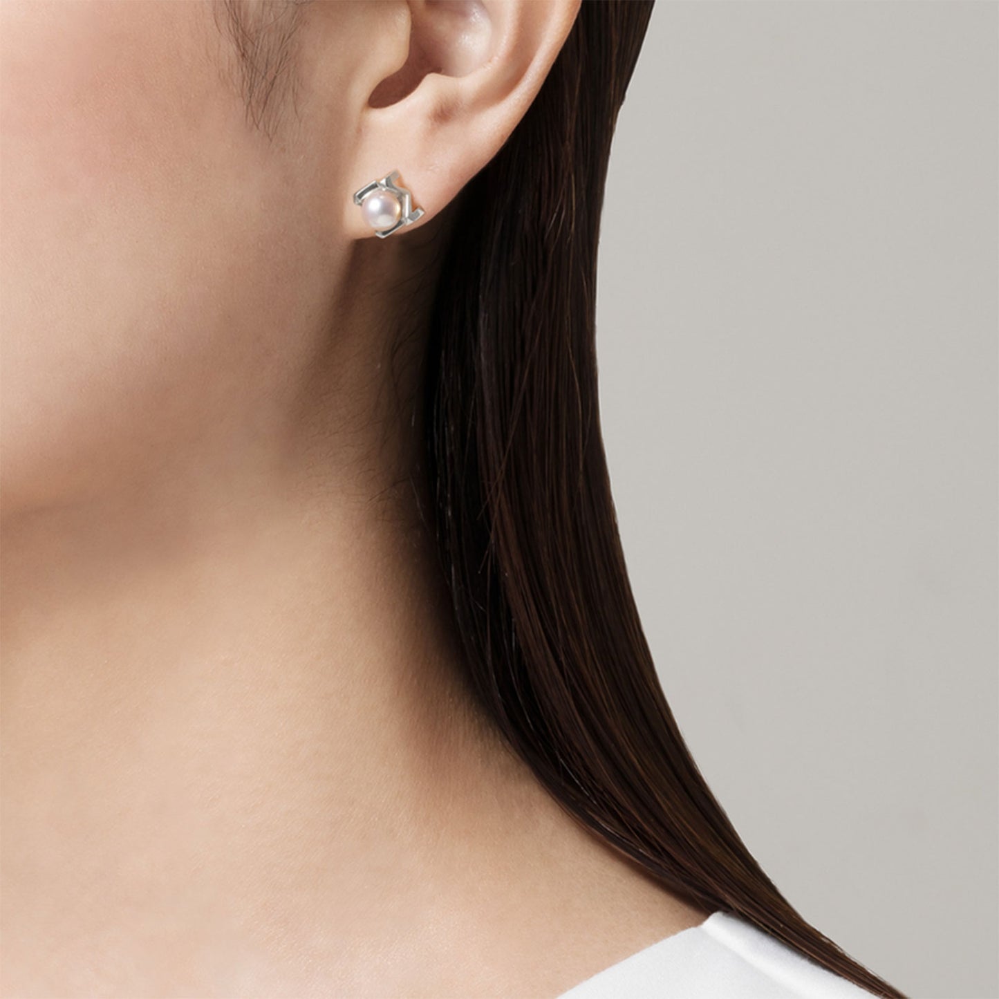 M Collection Akoya Cultured Pearl Stud Earrings in 18ct White Gold simple Pursuit