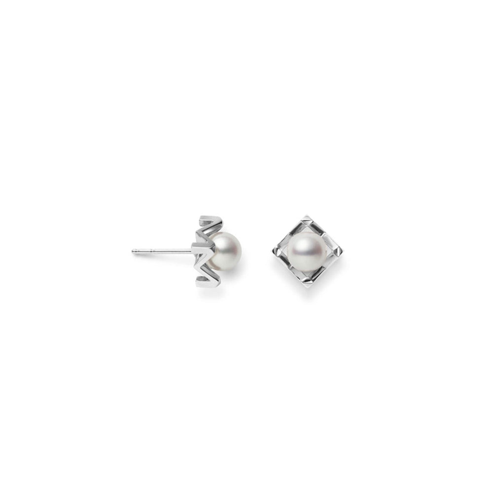 M Collection Akoya Cultured Pearl Stud Earrings in 18ct White Gold simple Pursuit