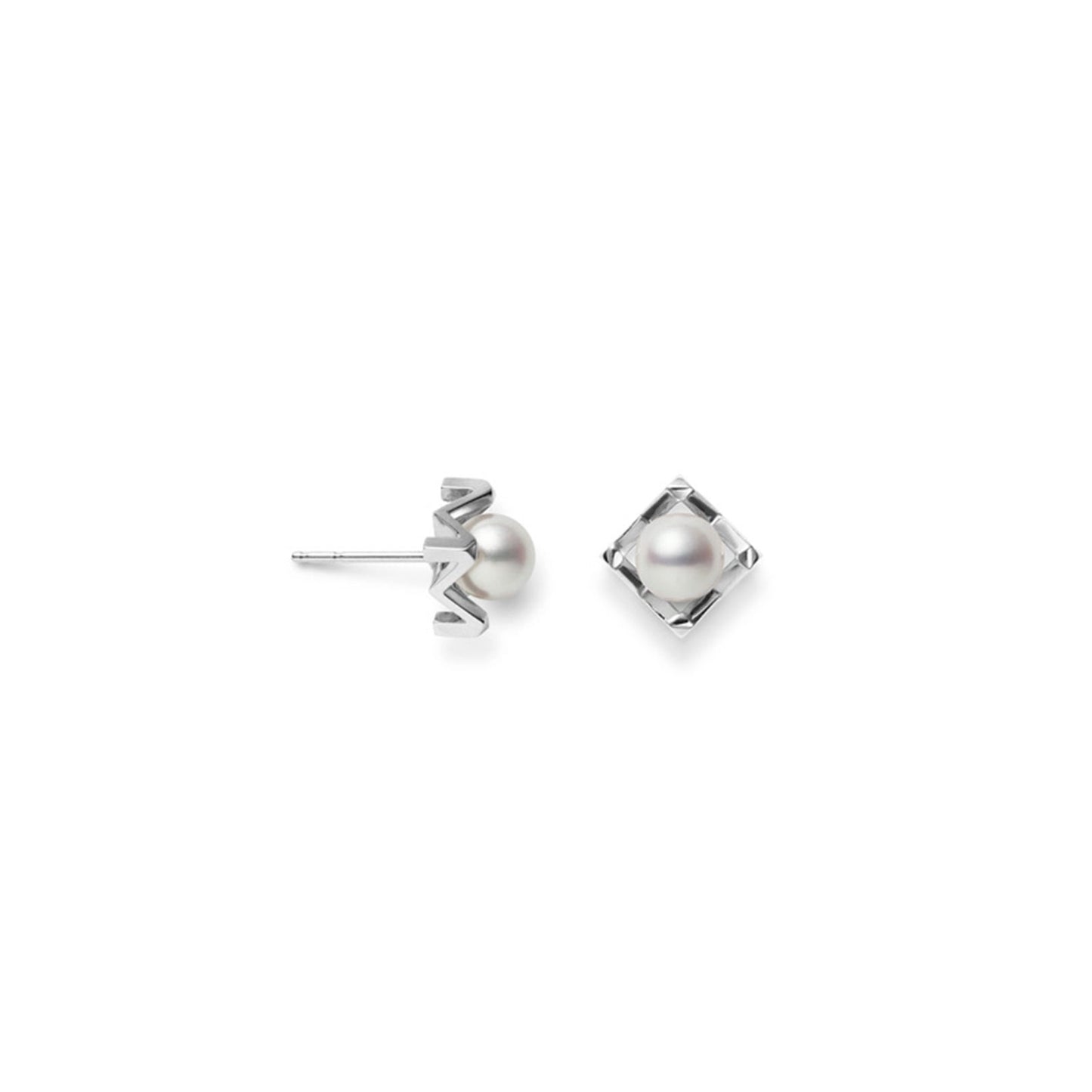 M Collection Akoya Cultured Pearl Stud Earrings in 18ct White Gold simple Pursuit