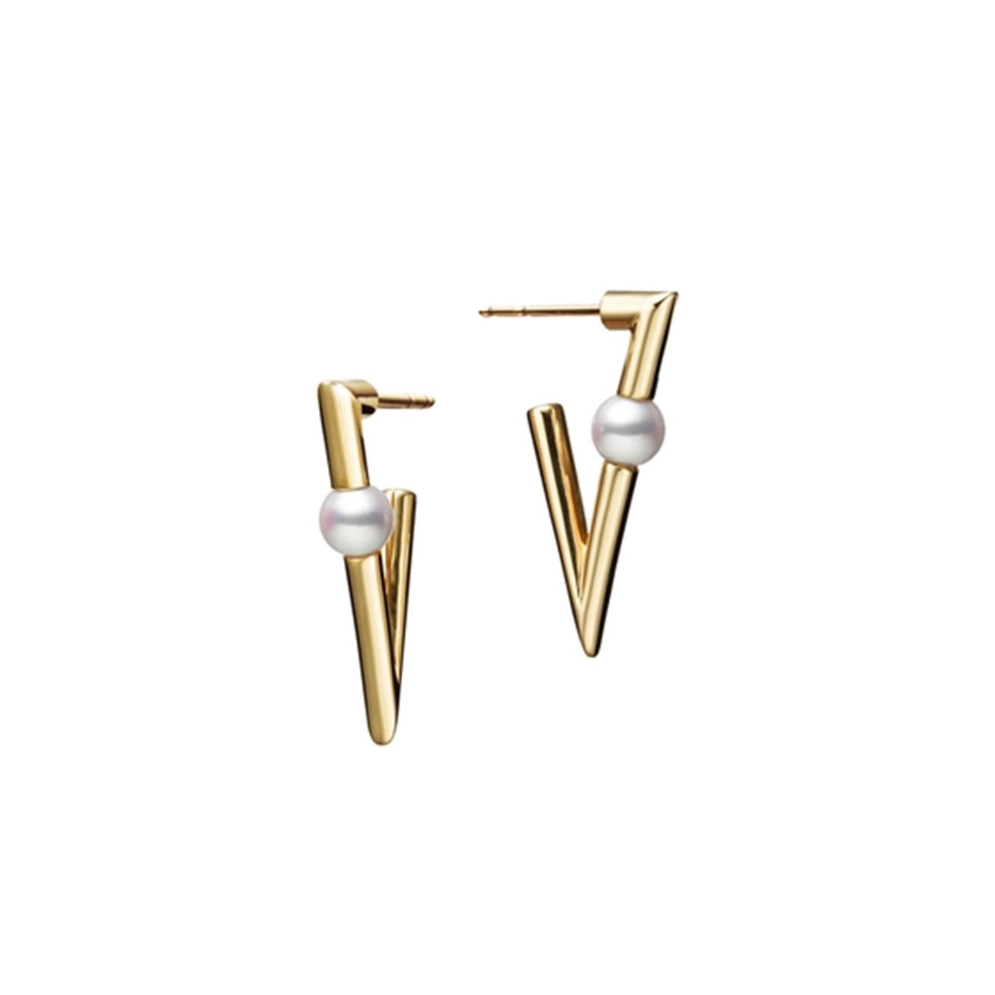 V Code Akoya Cultured Pearl Drop Earrings in 18ct Yellow Gold simple Pursuit