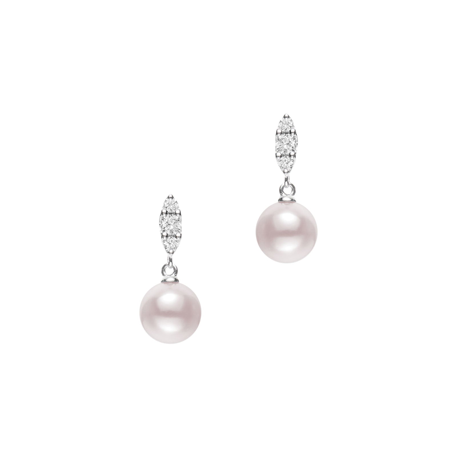 Dew Akoya Cultured Pearl & Diamond Drop Earrings in 18ct White Gold simple Pursuit