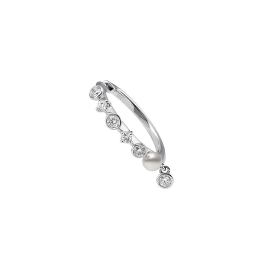 Classic Akoya Cultured Pearl & Diamond Ear Cuff in 18ct White Gold simple Pursuit
