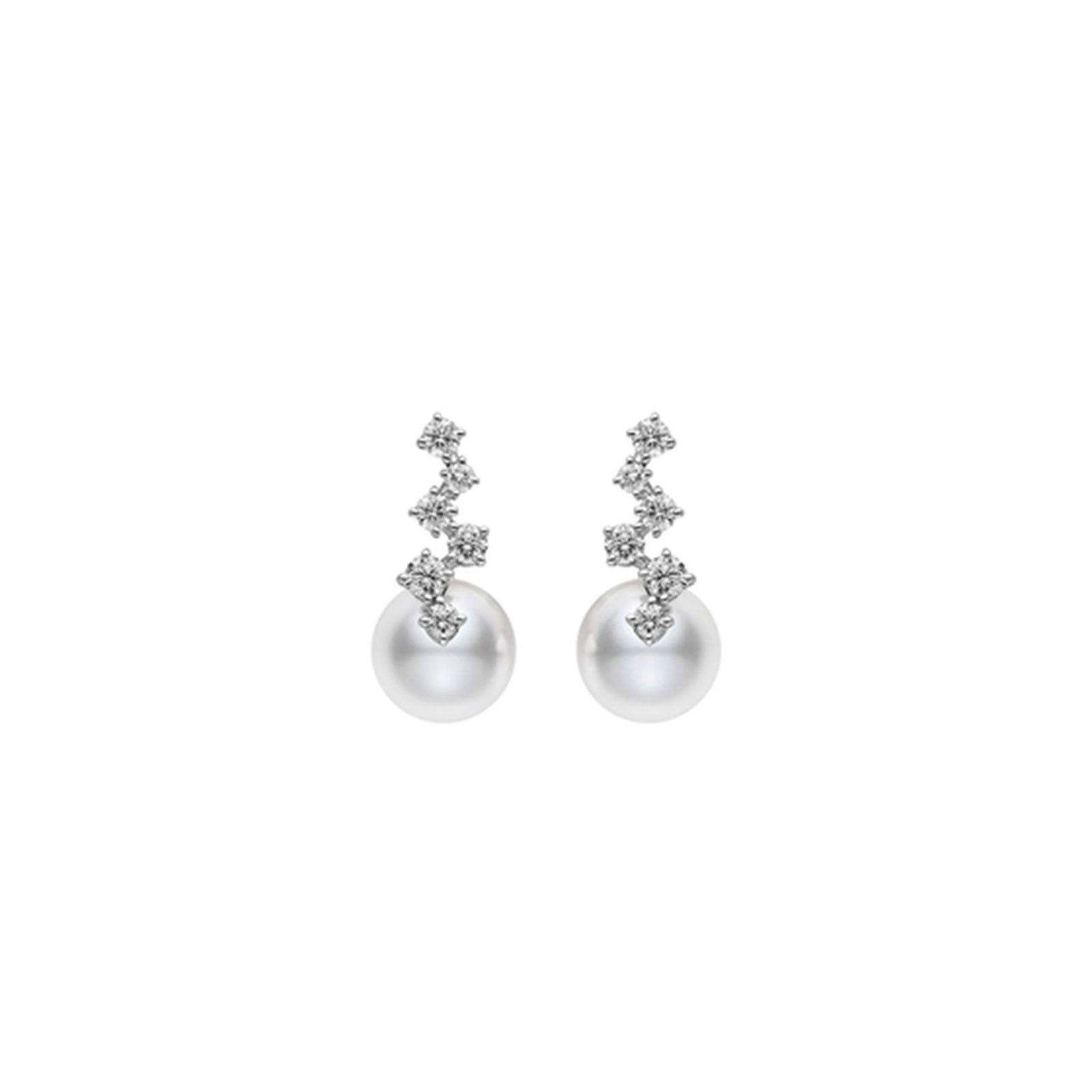 Starry Night Akoya Cultured Pearl & Diamond Drop Earrings 18ct White Gold simple Pursuit