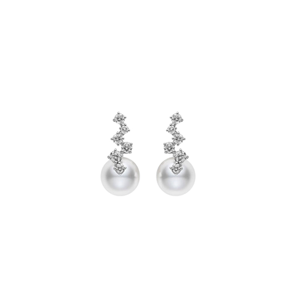 Starry Night Akoya Cultured Pearl & Diamond Drop Earrings 18ct White Gold simple Pursuit