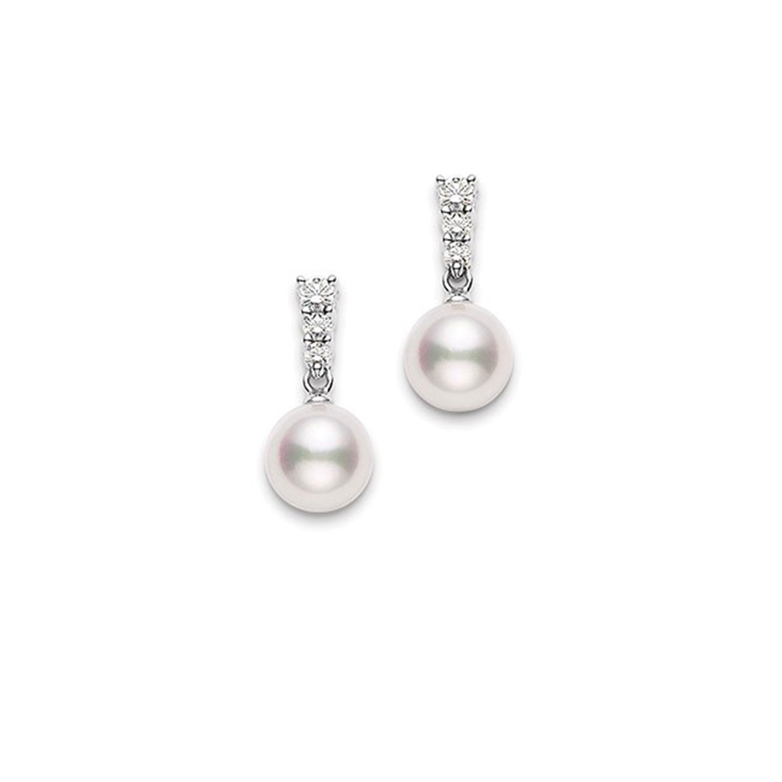 Morning Dew Akoya Cultured Pearl & Diamond Drop Earrings 18ct White Gold simple Pursuit