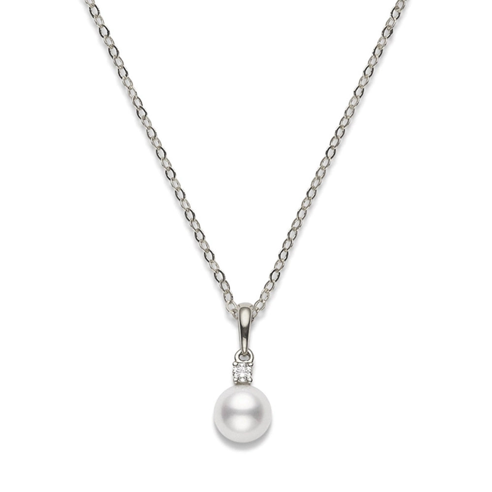 Classic AA Grade Akoya Cultured Pearl & Diamond Necklace in 18ct White Gold simple Pursuit