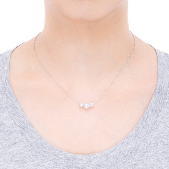 Pearls in Motion Akoya Cultured Pearl Triple Necklace in 18ct White Gold simple Pursuit