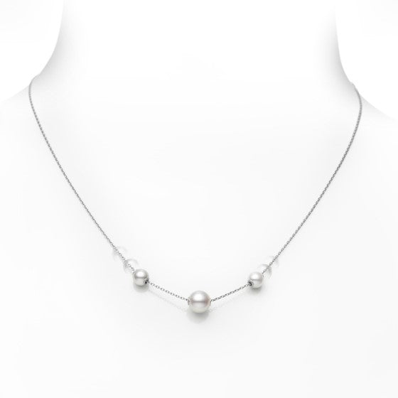 Pearls in Motion Akoya Cultured Pearl Triple Necklace in 18ct White Gold simple Pursuit