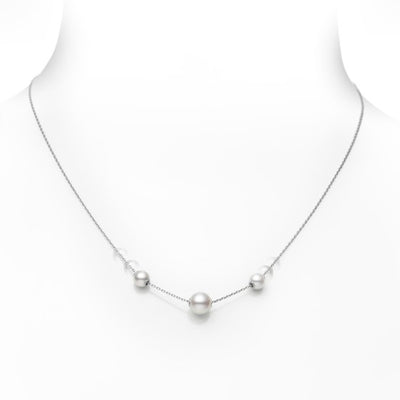 Pearls in Motion Akoya Cultured Pearl Triple Pendant in 18ct White Gold simple Pursuit