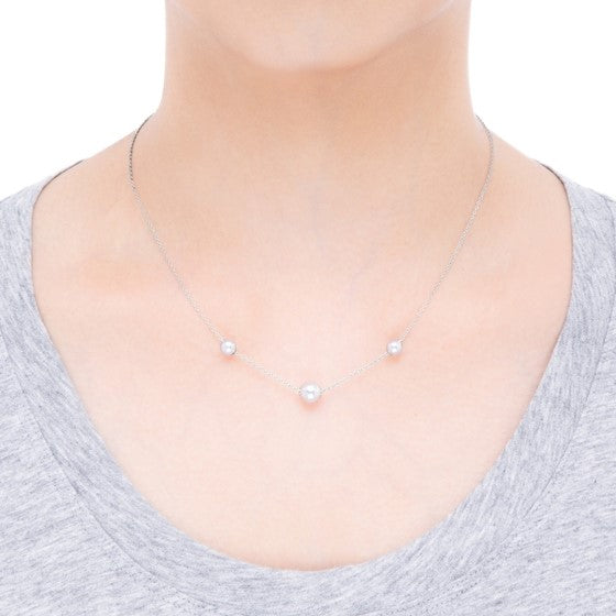 Pearls in Motion Akoya Cultured Pearl Triple Necklace in 18ct White Gold simple Pursuit