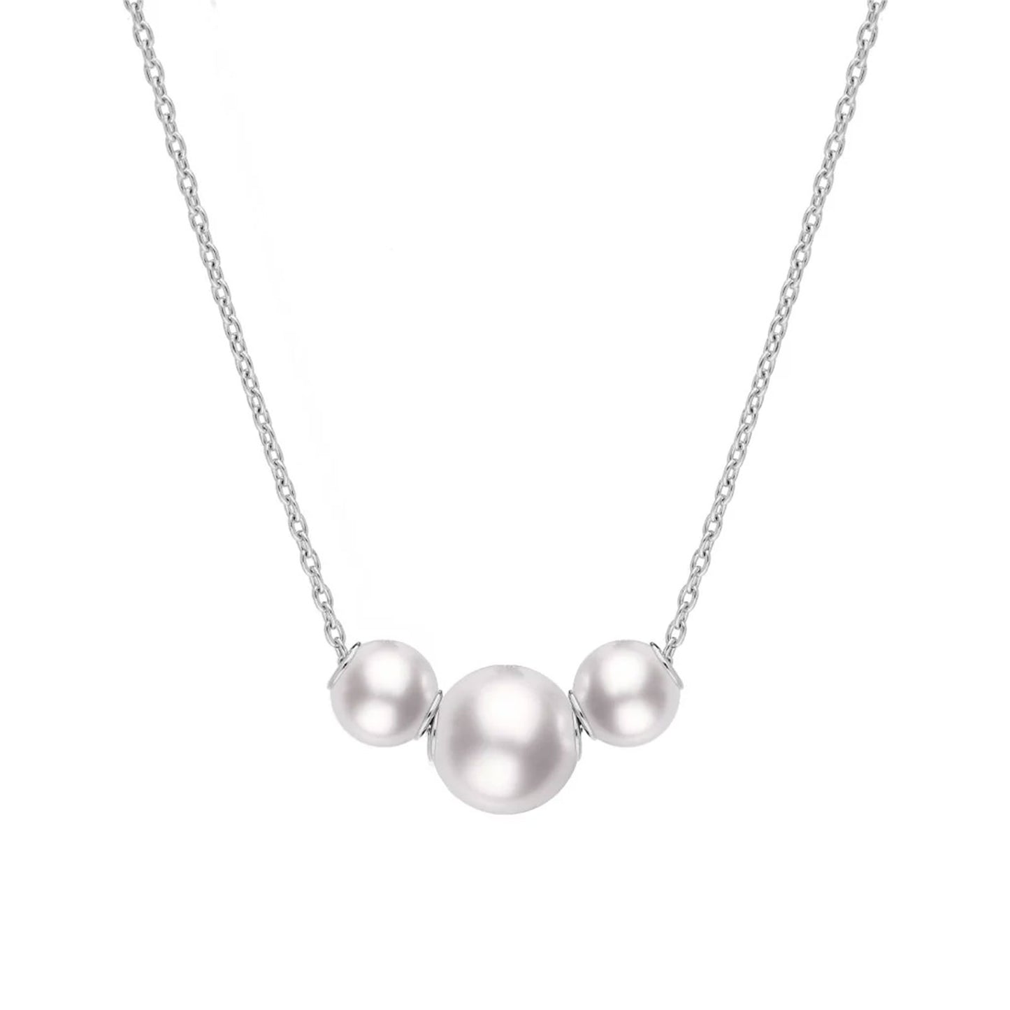Pearls in Motion Akoya Cultured Pearl Triple Necklace in 18ct White Gold simple Pursuit