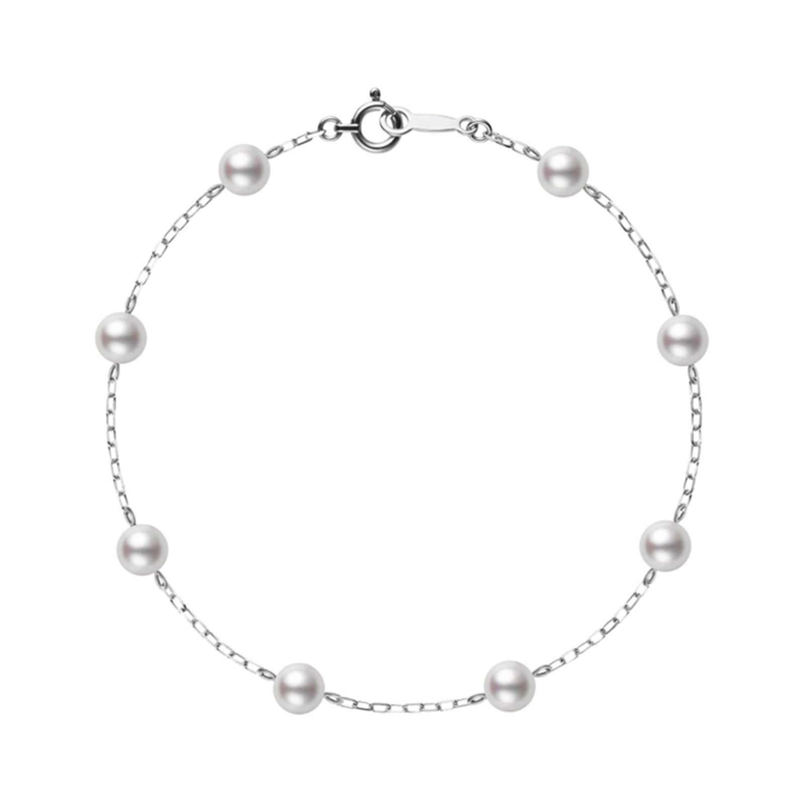 Classic Akoya Cultured Pearl Chain Bracelet in 18ct White Gold simple Pursuit
