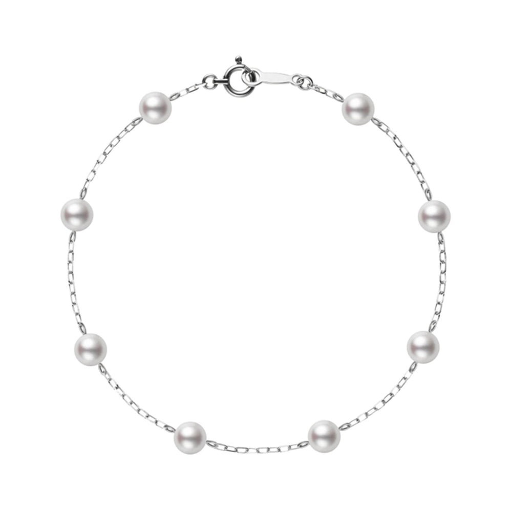 Classic Akoya Cultured Pearl Chain Bracelet in 18ct White Gold simple Pursuit