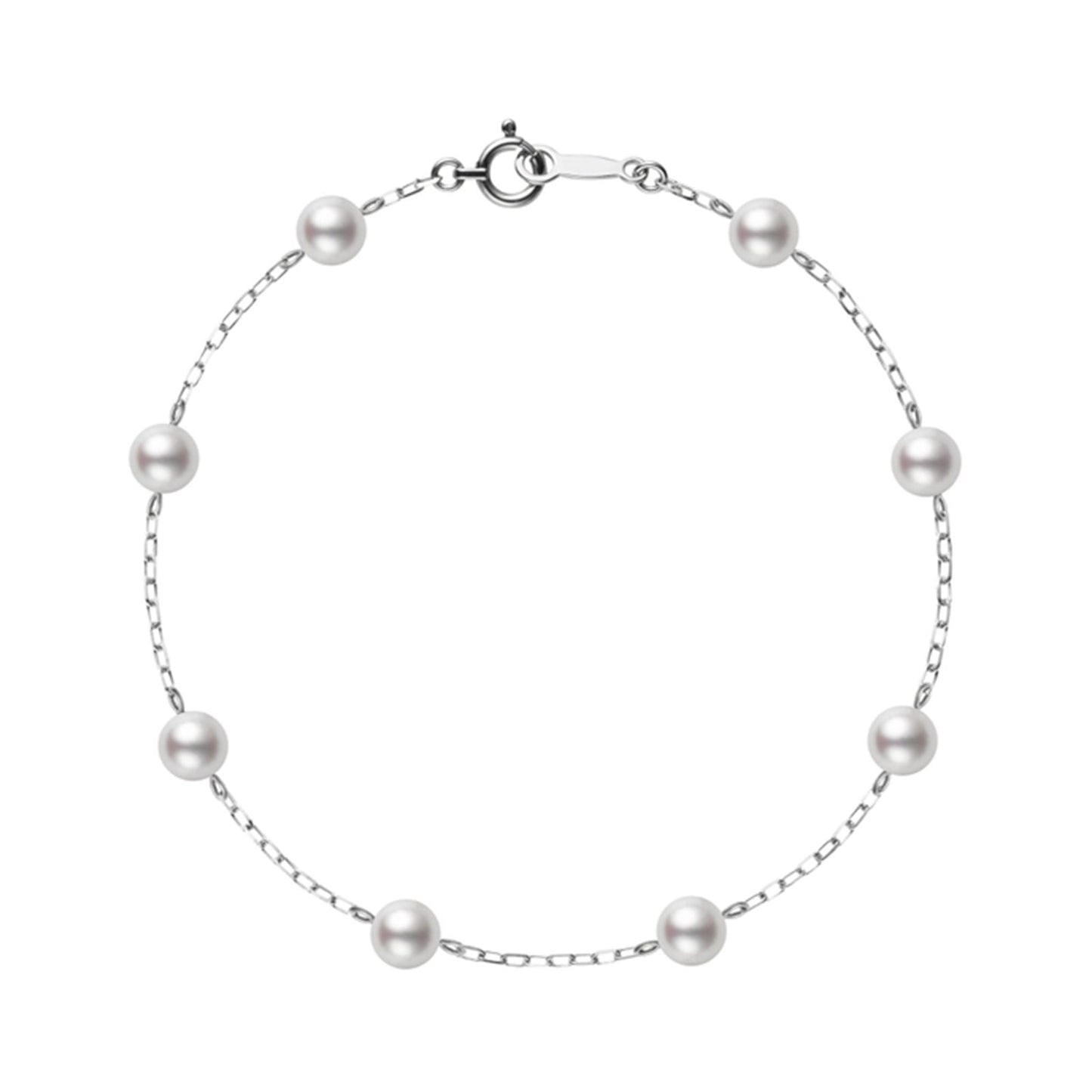 Classic Akoya Cultured Pearl Chain Bracelet in 18ct White Gold simple Pursuit