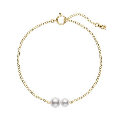 Classic Akoya Cultured Pearl Chain Bracelet in 18ct Yellow Gold simple Pursuit