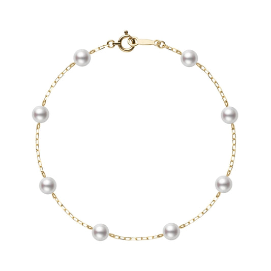 Classic Akoya Cultured Pearl Chain Bracelet in 18ct Yellow Gold simple Pursuit