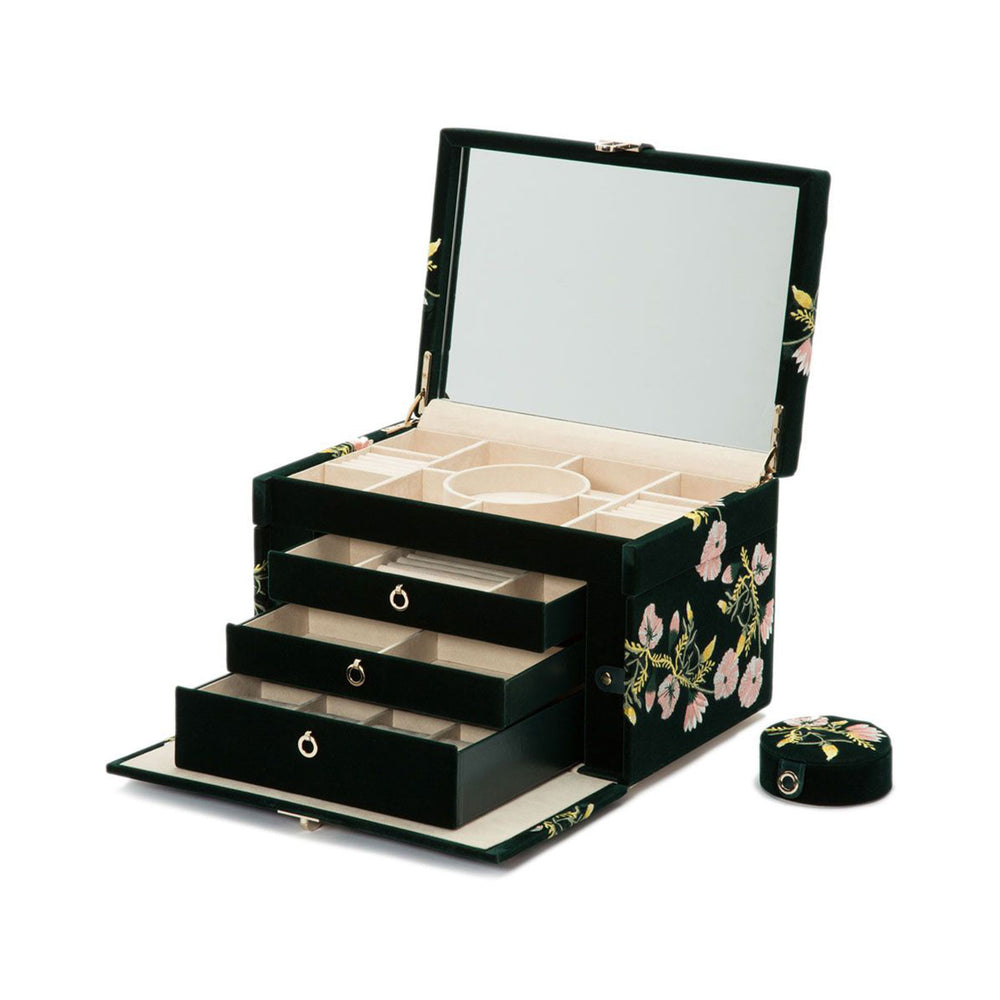 Zoe Large Floral Jewellery Box Forest Green simple Pursuit