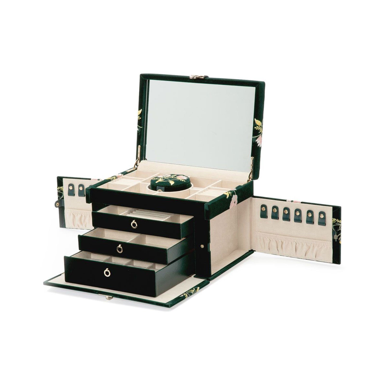 Zoe Large Floral Jewellery Box Forest Green simple Pursuit